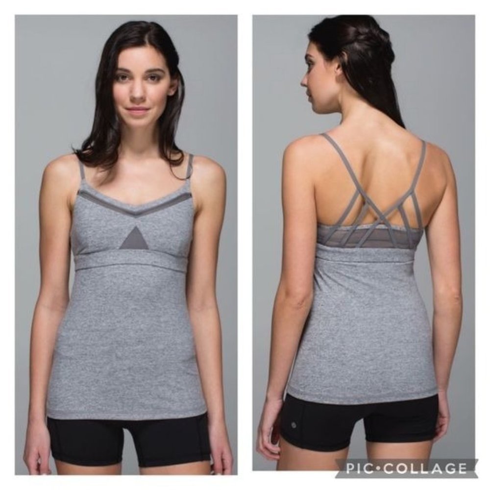 Lululemon Just Breathe Tank Top Grey Sports Athletic Bra Size 4 Small